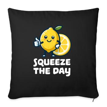 Squeeze the Day Lemon - Sofa pillowcase 17,3'' x 17,3'' (45 x 45 cm) - black - Front