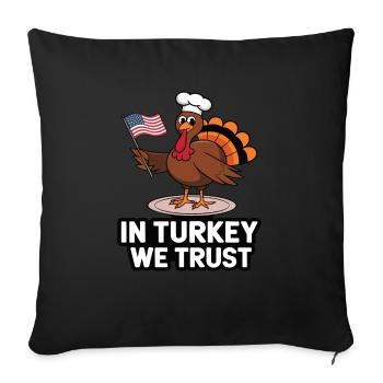 Dinde drôle de Thanksgiving - Housse de coussin décorative 45 x 45 cm - noir - Devant