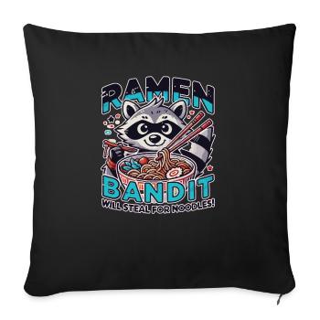 Raccoon ramen bandit: Will steal for noodles - Sofa pillowcase 17,3'' x 17,3'' (45 x 45 cm) - black - Front