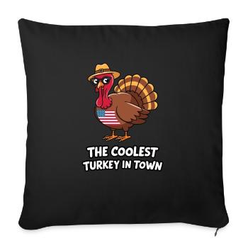 Dinde drôle de Thanksgiving - Housse de coussin décorative 45 x 45 cm - noir - Devant