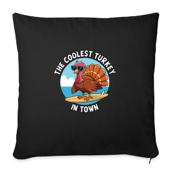 Dinde drôle de Thanksgiving - Housse de coussin décorative 45 x 45 cm - noir - Devant