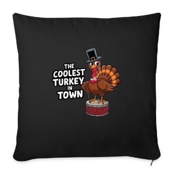Dinde drôle de Thanksgiving - Housse de coussin décorative 45 x 45 cm - noir - Devant