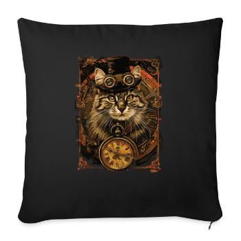 Steampunk-katze - Sofakissenbezug 45 x 45 cm - Schwarz - Vorne