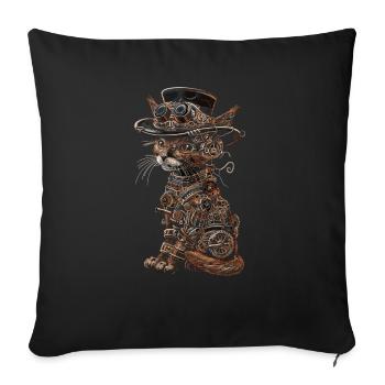 Steampunk-katze - Sofakissenbezug 45 x 45 cm - Schwarz - Vorne