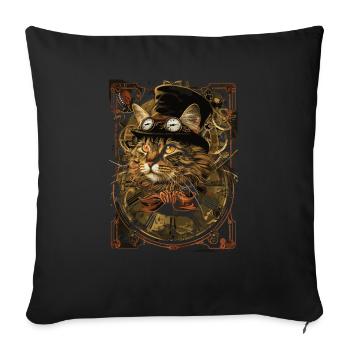 Steampunk-katze - Sofakissenbezug 45 x 45 cm - Schwarz - Vorne