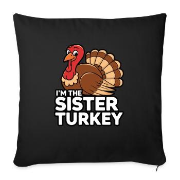 Dinde drôle de Thanksgiving - Housse de coussin décorative 45 x 45 cm - noir - Devant