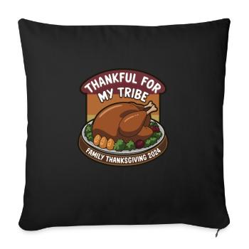 Dinde drôle de Thanksgiving - Housse de coussin décorative 45 x 45 cm - noir - Devant