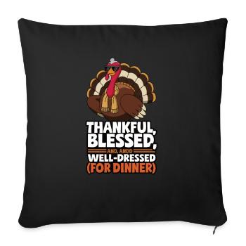 Dinde drôle de Thanksgiving - Housse de coussin décorative 45 x 45 cm - noir - Devant
