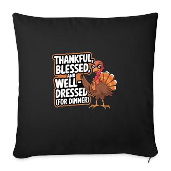 Lustiger Thanksgiving Truthahn - Sofakissenbezug 45 x 45 cm - Schwarz - Vorne