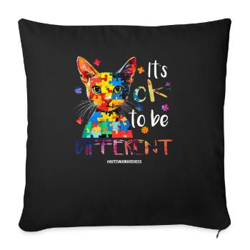 It's ok to be different – autism - Sofa pillowcase 17,3'' x 17,3'' (45 x 45 cm) - black - Front