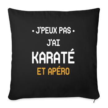Ich kann nicht Karate und Aperitif haben - Sofakissenbezug 45 x 45 cm - Schwarz - Vorne