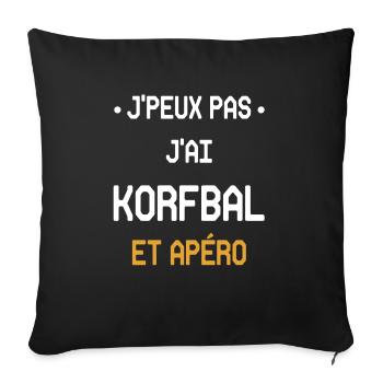 j'peux pas j'ai korfbal et apéro - Housse de coussin décorative 45 x 45 cm - noir - Devant