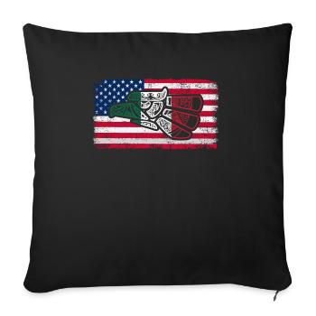 Mexique Mexique Cadeau mexicain Flag Football - Housse de coussin décorative 45 x 45 cm - noir - Devant