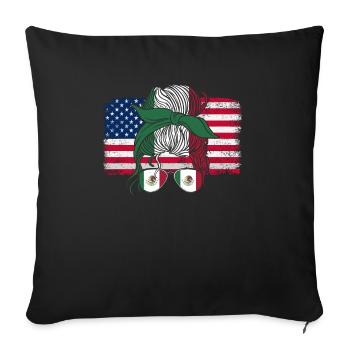 Mexique Mexique Cadeau mexicain Flag Football - Housse de coussin décorative 45 x 45 cm - noir - Devant