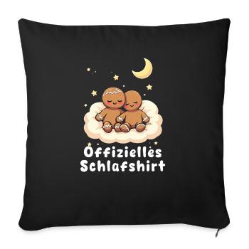 offizielles schlafshirt pärchen Lebkuchenmann-Kuch - Sofakissenbezug 45 x 45 cm - Schwarz - Vorne