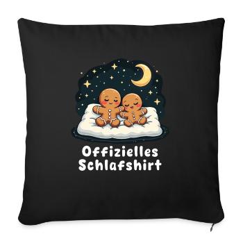 offizielles schlafshirt pärchen Lebkuchenmann-Kuch - Sofakissenbezug 45 x 45 cm - Schwarz - Vorne