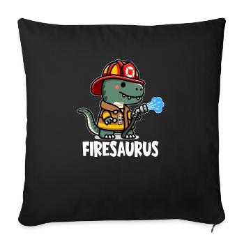 Firesaurus with Fire Helmet and Fire Hose - Sofa pillowcase 17,3'' x 17,3'' (45 x 45 cm) - black - Front
