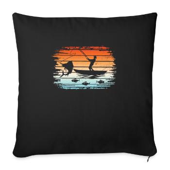 Fishing It's all fun and games until you - Sofa pillowcase 17,3'' x 17,3'' (45 x 45 cm) - black - Front