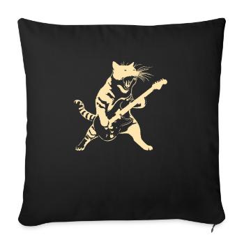 Rockin' Kitty A cool design with a cat - Sofa pillowcase 17,3'' x 17,3'' (45 x 45 cm) - black - Front