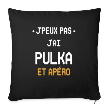 Ich kann keine Pulka und Aperitif haben - Sofakissenbezug 45 x 45 cm - Schwarz - Vorne