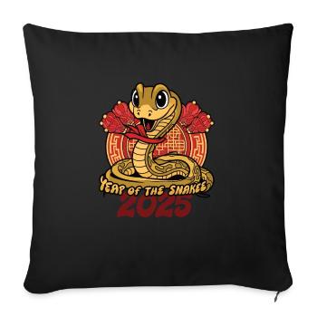 Chinese Year 2025 Year of the Snake - Sofa pillowcase 17,3'' x 17,3'' (45 x 45 cm) - black - Front