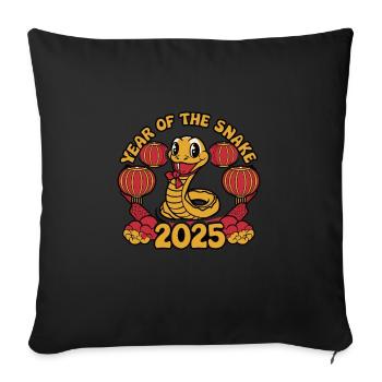 Chinese Year 2025 Year of the Snake - Sofa pillowcase 17,3'' x 17,3'' (45 x 45 cm) - black - Front