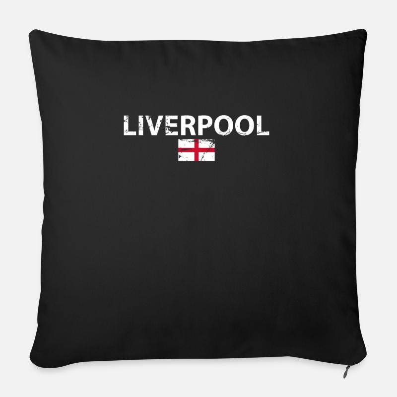 Liverpool England Vintage Englische Flagge - Sofakissenbezug 45 x 45 cm - Schwarz