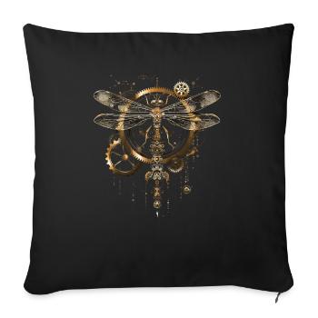 Libellule steampunk - Housse de coussin décorative 45 x 45 cm - noir - Devant