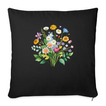 Colorful Wildflowers Bouquet Illustration - Sofa pillowcase 17,3'' x 17,3'' (45 x 45 cm) - black - Front