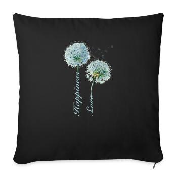 Pissenlit, Bonheur, Amour, Design Inspirant - Housse de coussin décorative 45 x 45 cm - noir - Devant