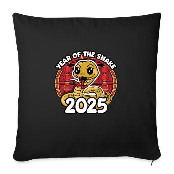 Chinese Year 2025 Year of the Snake - Sofa pillowcase 17,3'' x 17,3'' (45 x 45 cm) - black - Front
