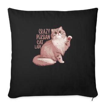 Crazy Persian Cat Lady Cat Kitten Mother - Sofa pillowcase 17,3'' x 17,3'' (45 x 45 cm) - black - Front