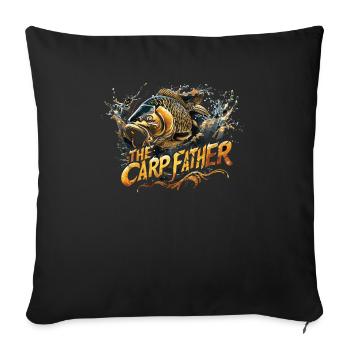 "the Carp Father" carp fishing - Sofa pillowcase 17,3'' x 17,3'' (45 x 45 cm) - black - Front