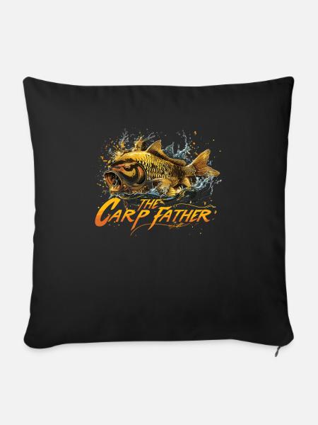 „the Carp Father“ Karpfenangeln - Sofakissenbezug 45 x 45 cm - Schwarz