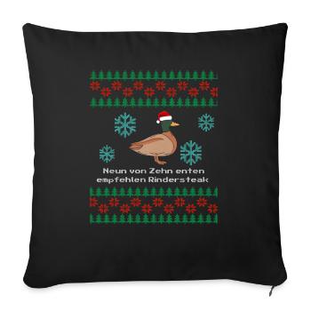 Drôle de dicton avec un canard tricoté de Noël laid - Housse de coussin décorative 45 x 45 cm - noir - Devant