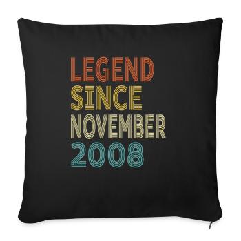Vintage-Legende seit November 2008, 16. Geburtstag - Sofakissenbezug 45 x 45 cm - Schwarz - Vorne