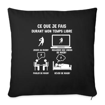 temps libre rugby homme humour - Housse de coussin décorative 45 x 45 cm - noir - Devant