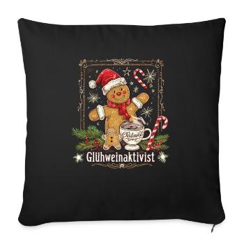 "Mulled Wine Activist" - Christmas Mulled Wine - Sofa pillowcase 17,3'' x 17,3'' (45 x 45 cm) - black - Front