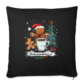 "Mulled Wine Activist" - Christmas Mulled Wine - Sofa pillowcase 17,3'' x 17,3'' (45 x 45 cm) - black - Front