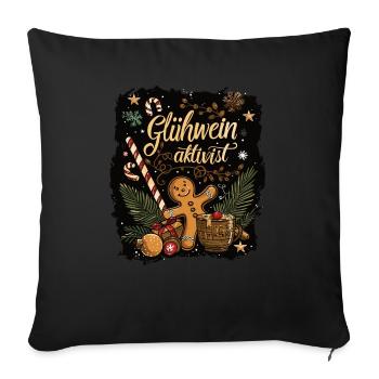 "Mulled Wine Activist" - Christmas Mulled Wine - Sofa pillowcase 17,3'' x 17,3'' (45 x 45 cm) - black - Front