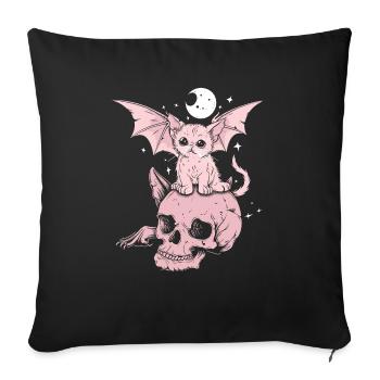 Kawaii Chat Pastel Goth Mignon Effrayant - Housse de coussin décorative 45 x 45 cm - noir - Devant