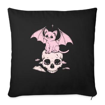 Kawaii Chat Pastel Goth Mignon Effrayant - Housse de coussin décorative 45 x 45 cm - noir - Devant