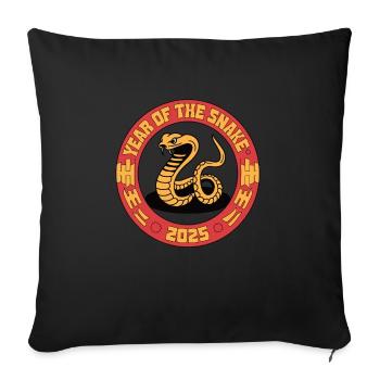 Chinese Year 2025 Year of the Snake - Sofa pillowcase 17,3'' x 17,3'' (45 x 45 cm) - black - Front