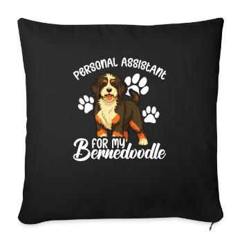 Personal assistant for my Bernedoodle - Sofa pillowcase 17,3'' x 17,3'' (45 x 45 cm) - black - Front