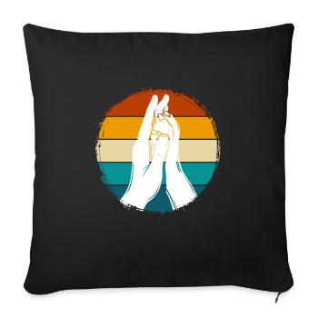 Hand + Dog Paw - High Five - Dog Fan - Sofa pillowcase 17,3'' x 17,3'' (45 x 45 cm) - black - Front