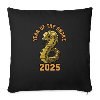 Chinese Year 2025 Year of the Snake - Sofa pillowcase 17,3'' x 17,3'' (45 x 45 cm) - black - Front