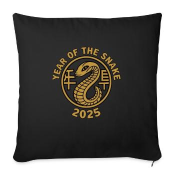 Chinese Year 2025 Year of the Snake - Sofa pillowcase 17,3'' x 17,3'' (45 x 45 cm) - black - Front