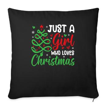 Juste une fille qui aime Noël Sister Holiday - Housse de coussin décorative 45 x 45 cm - noir - Devant