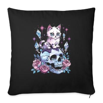 Kawaii Cat Pastel Goth Cute Anime - Sofa pillowcase 17,3'' x 17,3'' (45 x 45 cm) - black - Front