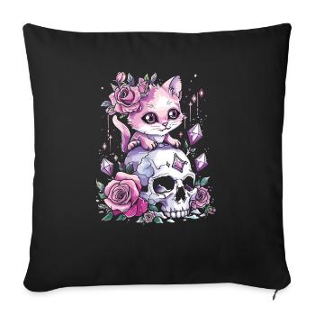 Kawaii Cat Pastel Goth Cute Anime - Sofa pillowcase 17,3'' x 17,3'' (45 x 45 cm) - black - Front